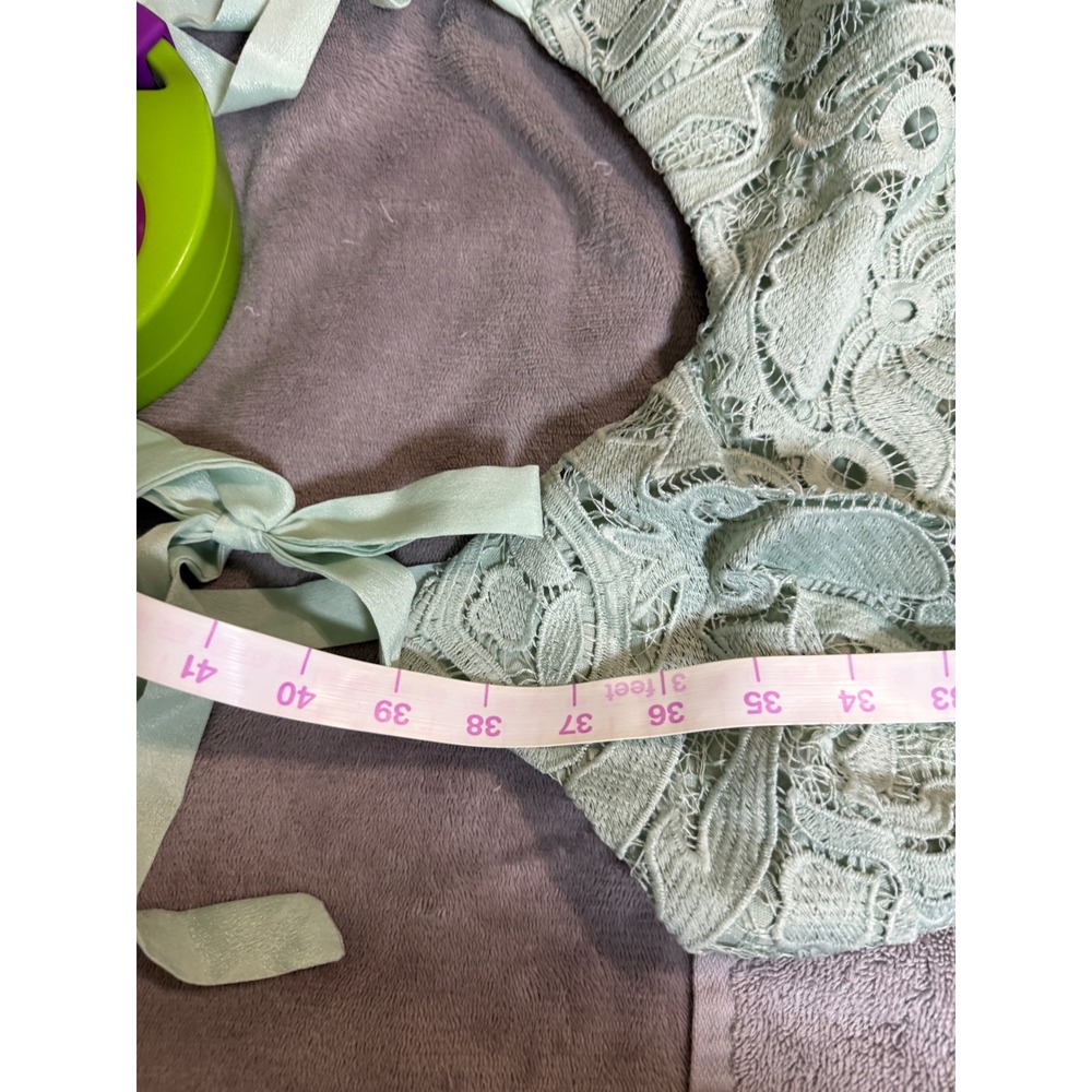 NWT Lulus SZ Medium Won Your Heart Sage Green Lace Tie-Strap High-Low Midi Dress - Picture 10 of 13